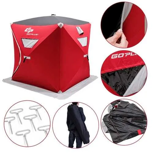 3-person Portable Pop-up Ice Shelter Fishing Tent with Bag