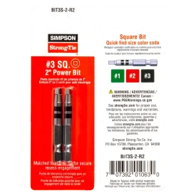 #3 Square-Drive 2-in. Power Bit (2-Qty) (Pack of 10)