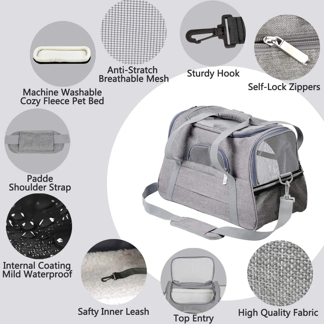 Airline Approved Pet Carrier Bag with Cozy Bed & Seatbelt