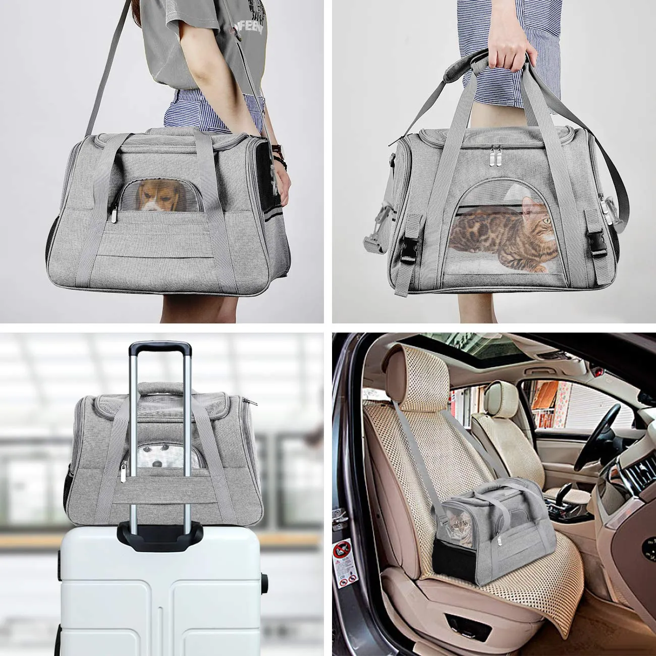 Airline Approved Pet Carrier Bag with Cozy Bed & Seatbelt