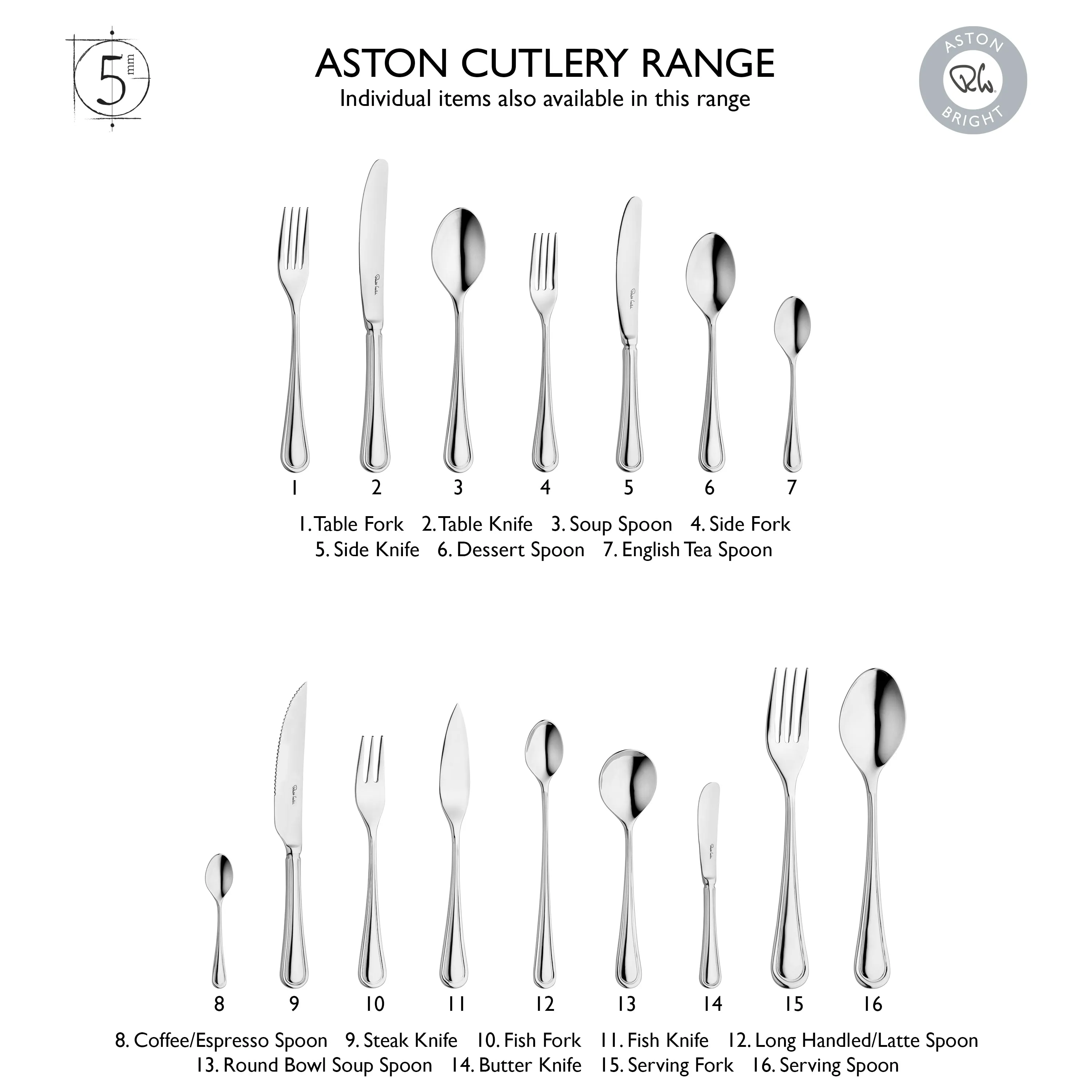 Aston Bright Cutlery Sample Set, 3 Piece