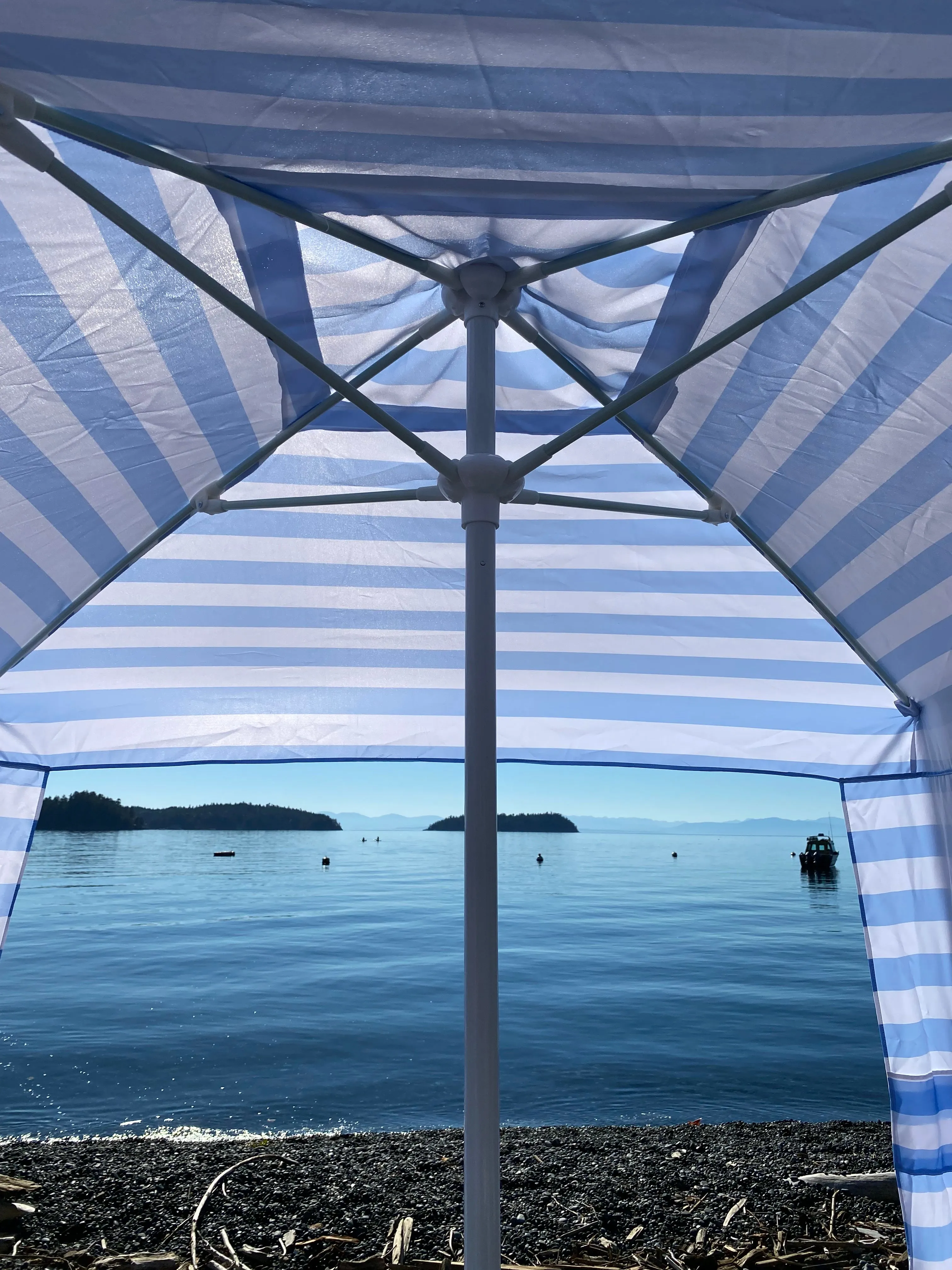 Beach Cabana | Sun Shade | Sun Tent | Beach Umbrella | Blue and White Stripes