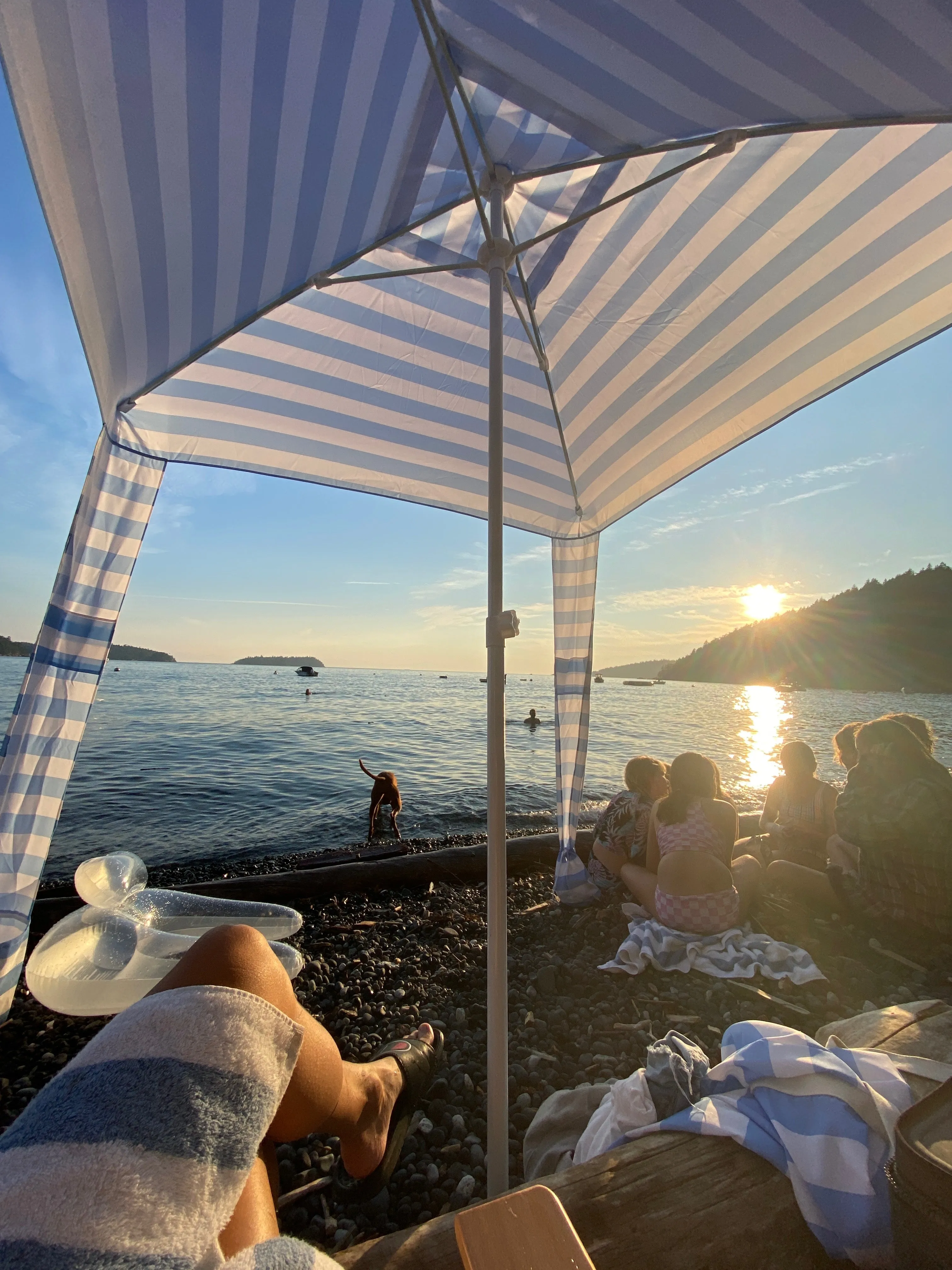 Beach Cabana | Sun Shade | Sun Tent | Beach Umbrella | Blue and White Stripes