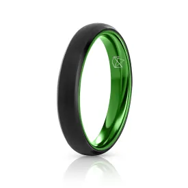 Black Tungsten Ring - Resilient Green - 4MM