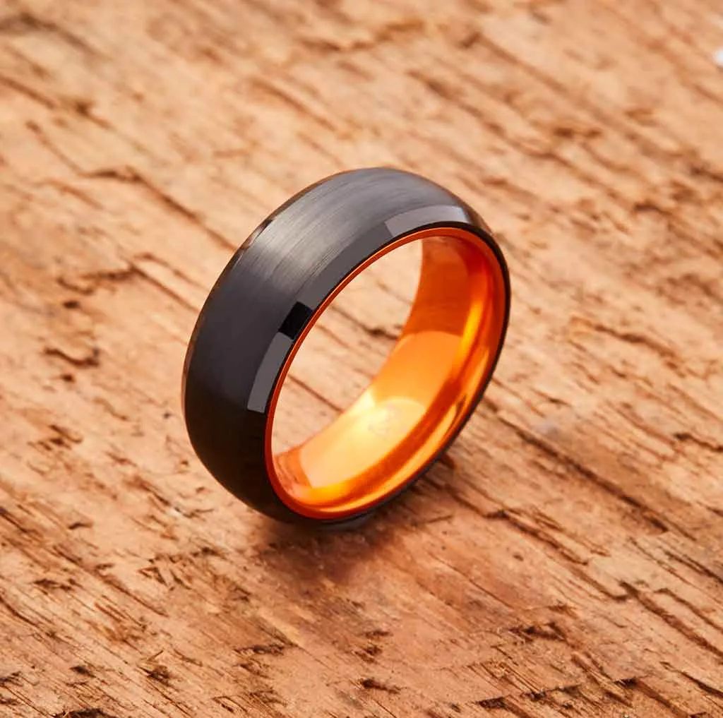 Black Tungsten Ring - Resilient Orange