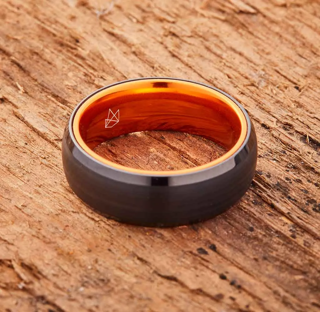 Black Tungsten Ring - Resilient Orange