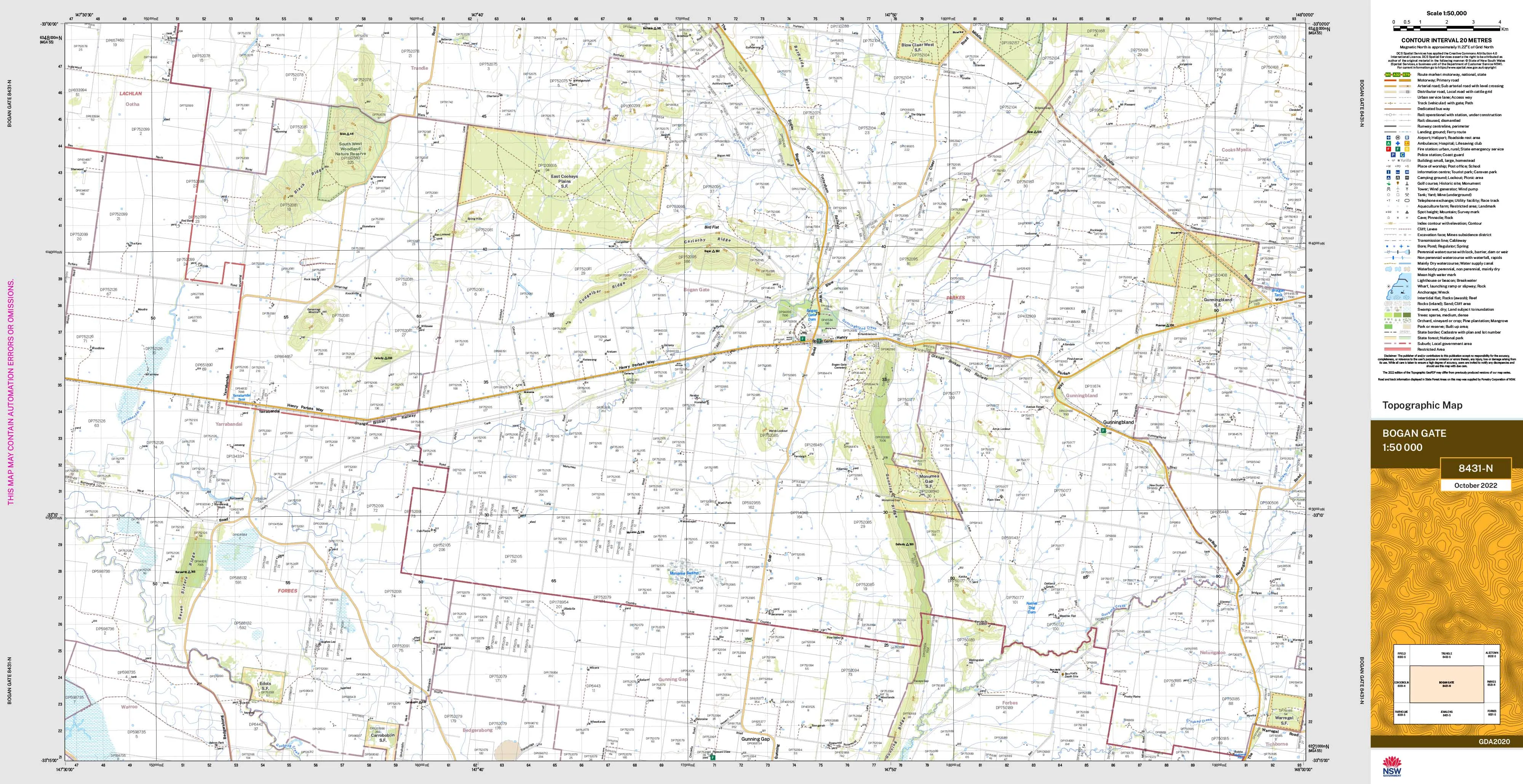 Bogan Gate 8431-N Topographic Map 1:50k