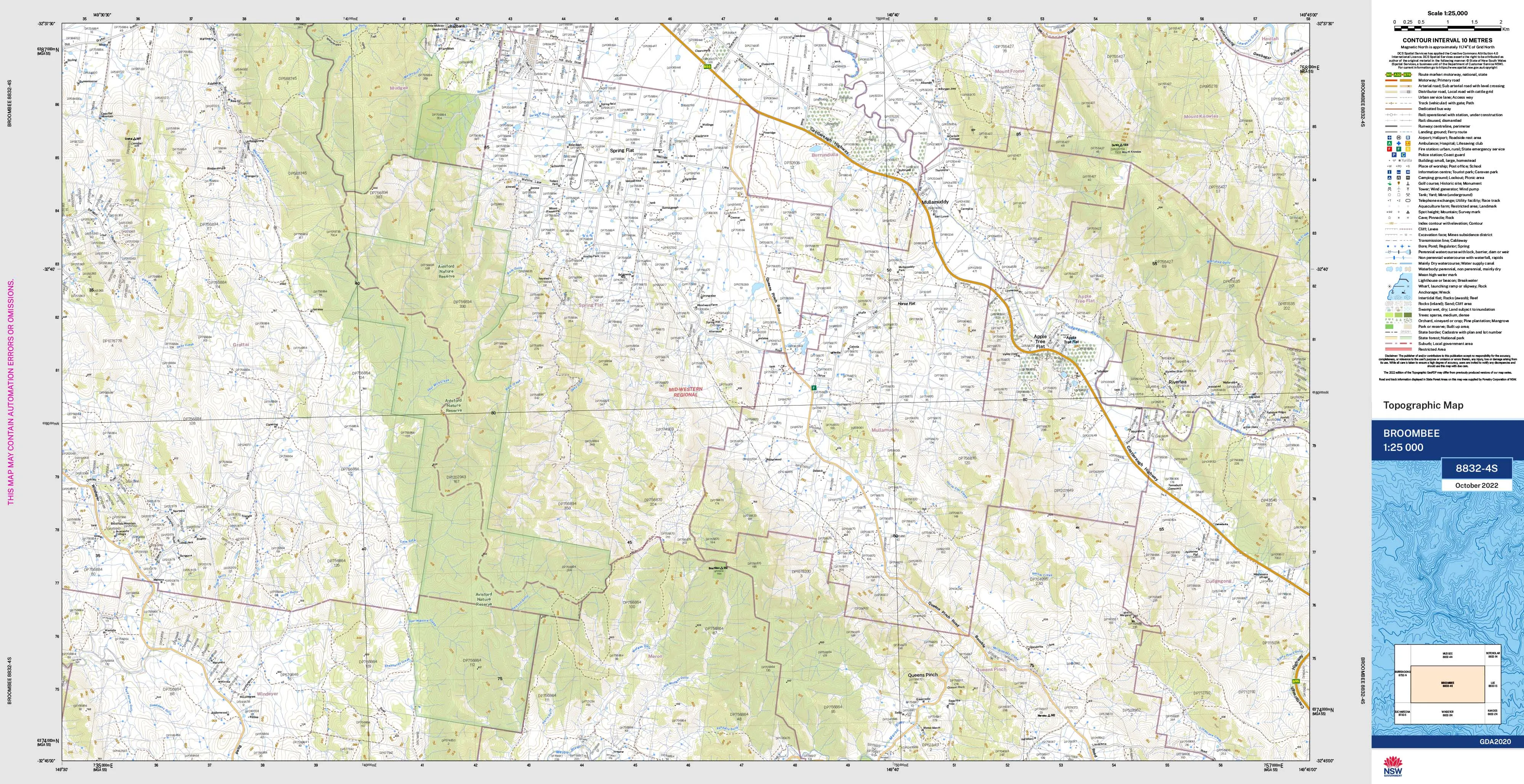 Broombee 8832-4S Topographic Map 1:25k