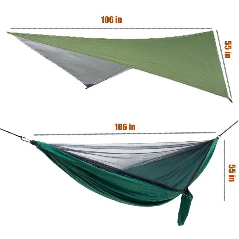 Camping Hammock Mosquito Net and Hammock Canopy Portable Nylon Hammock Rain Fly Tree Straps for Hiking Camping Survival Travel