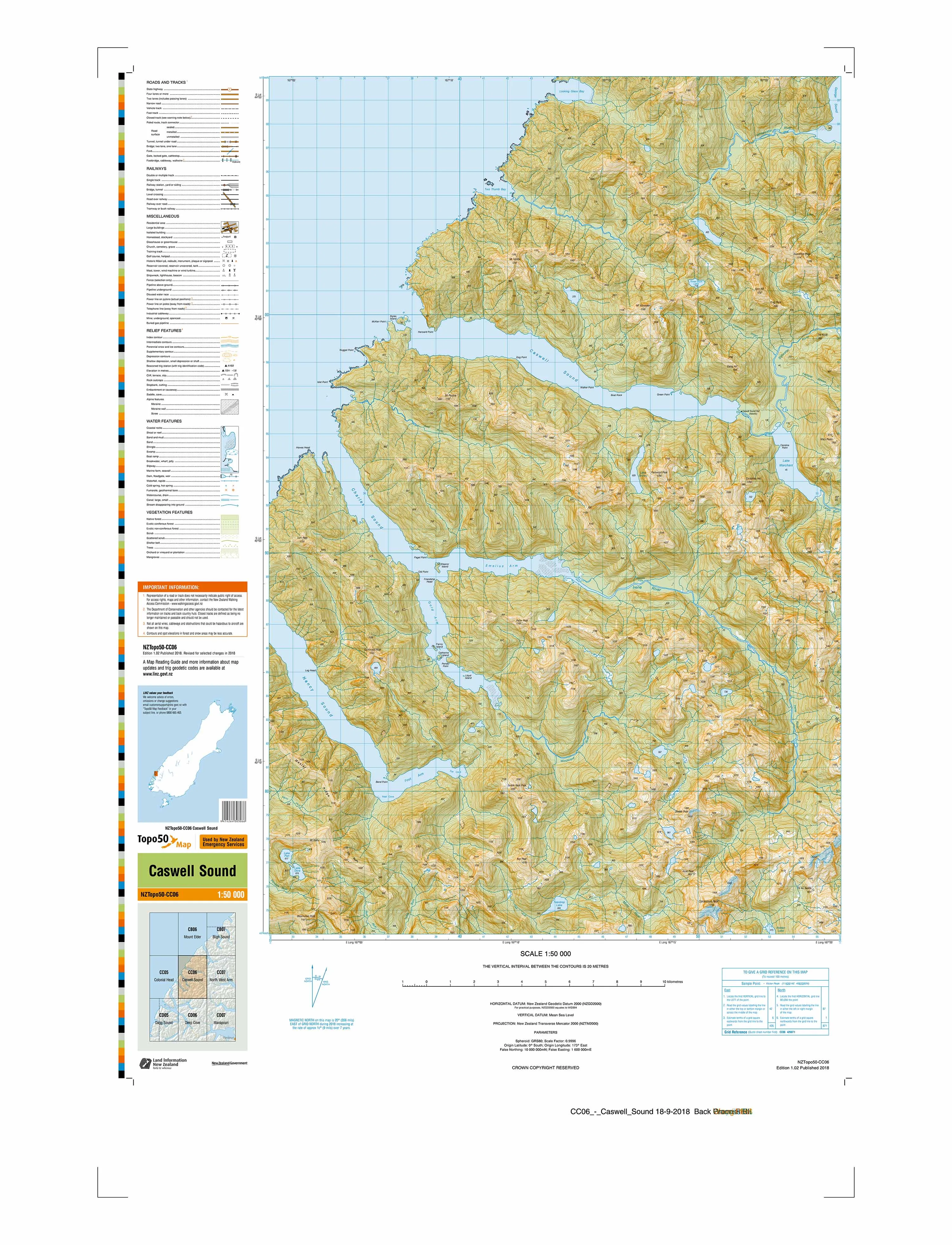 CC06 - Taitetimu/Caswell Sound Topo50 map