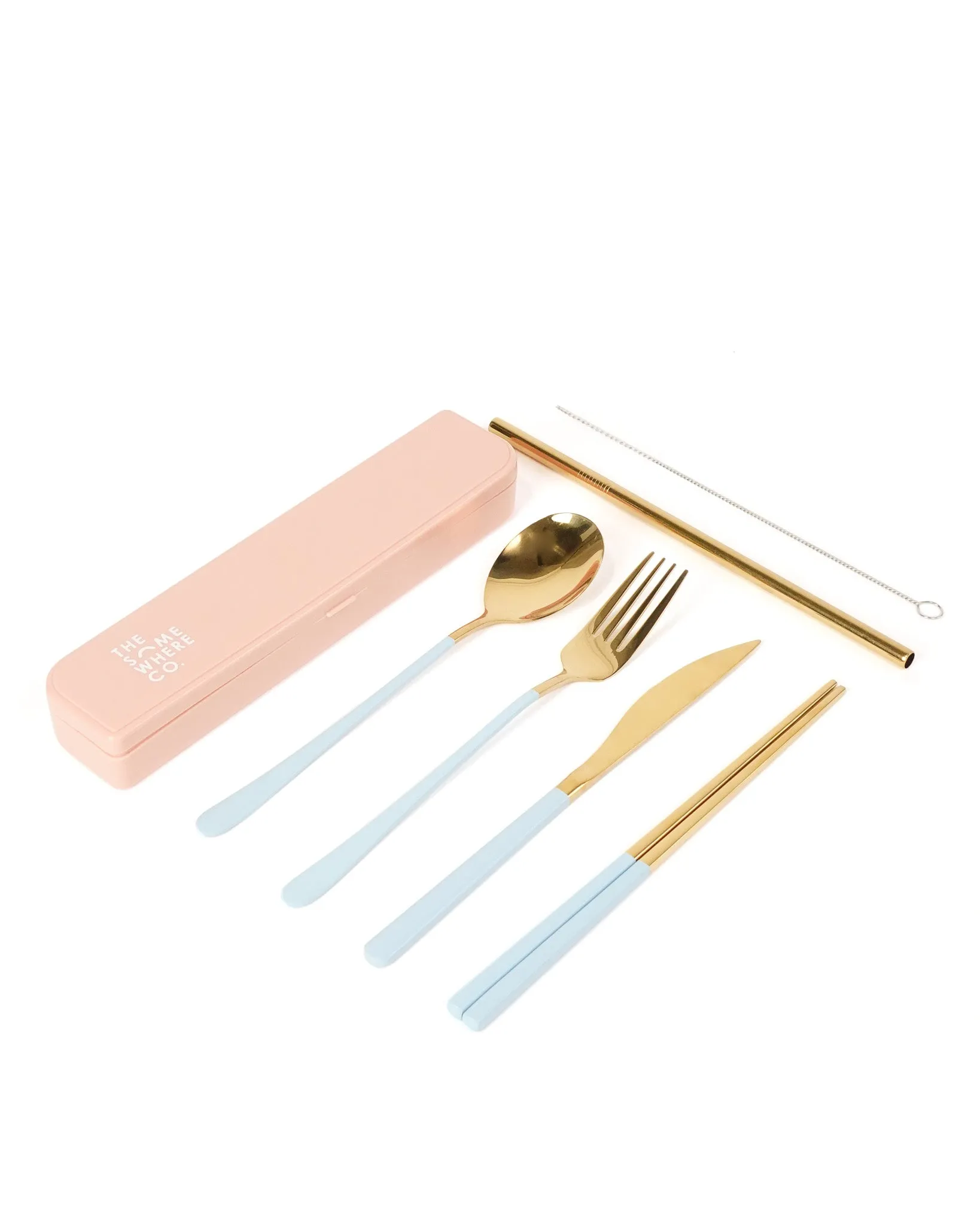 Cutlery Kit - Gold with Powder Blue Handle