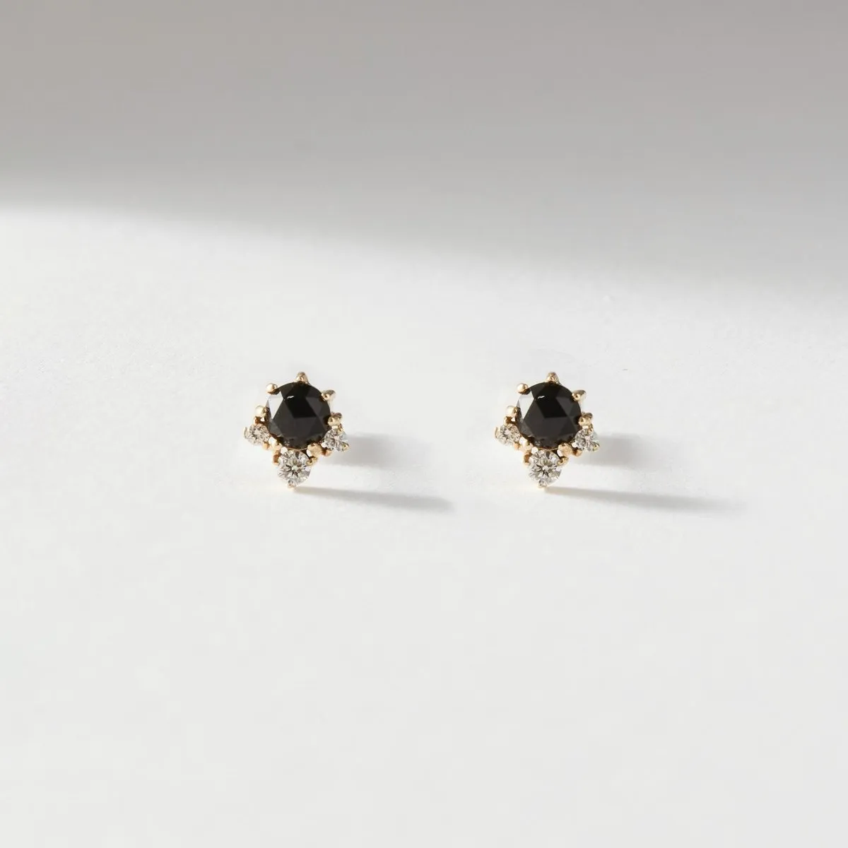 full moon glow diamond black onyx earring - 14k yellow gold, black onyx, diamonds