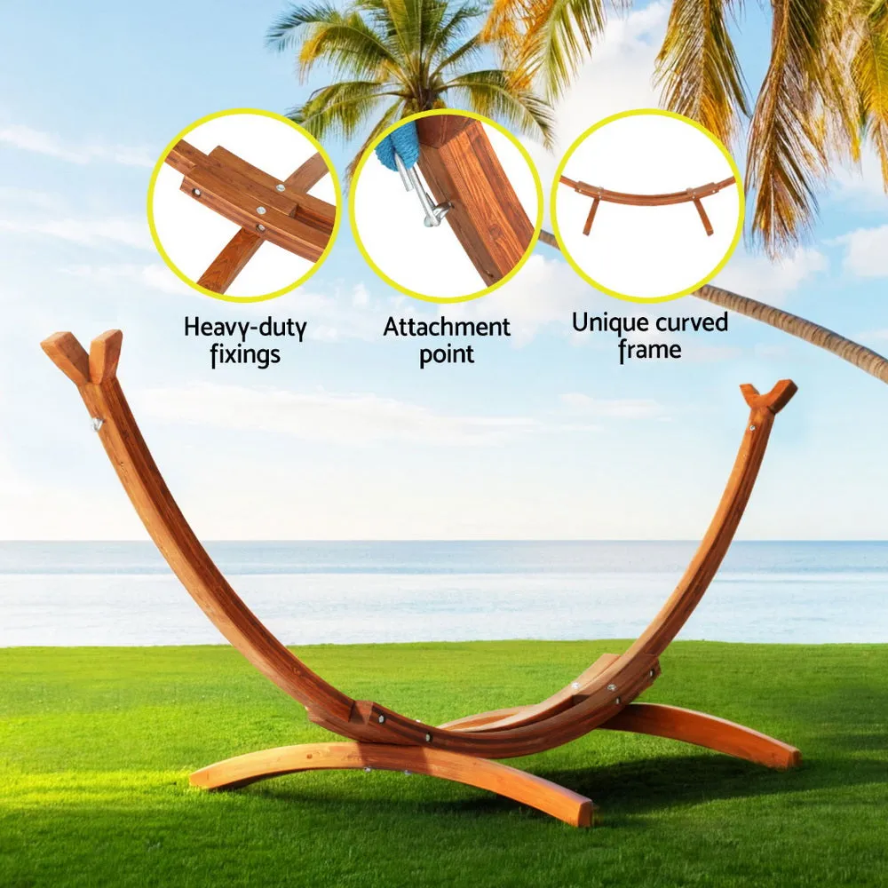 Gardeon Hammock Bed Stand Larch Wood 315cm Length