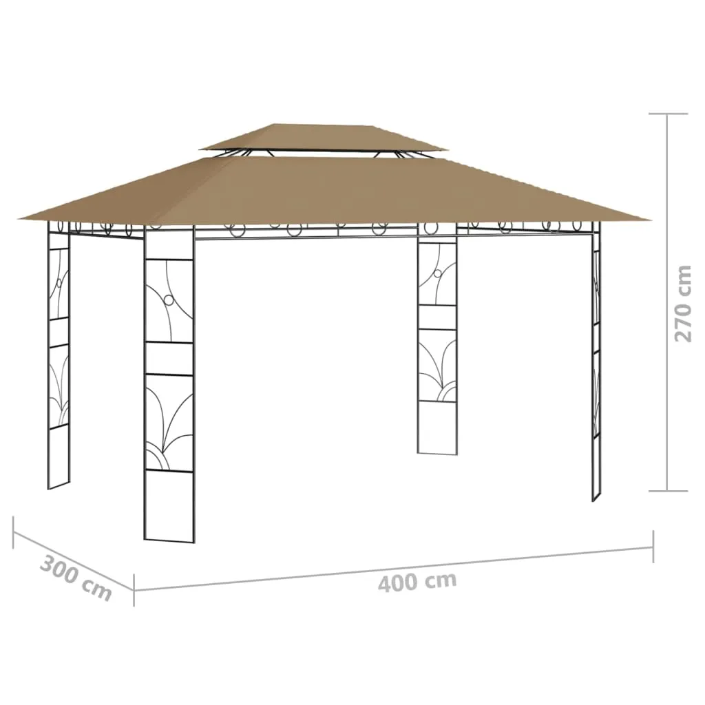 Gazebo 4x3x2.7 m Taupe 160 g/m²