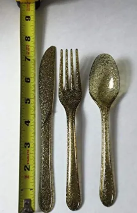 Gold Glitter Glitz Gold Cutlery Assorted