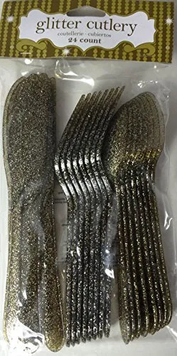 Gold Glitter Glitz Gold Cutlery Assorted