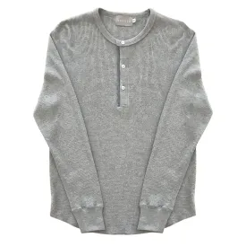 Grey 16 oz Cotton Thermal Waffle Henley T-Shirt