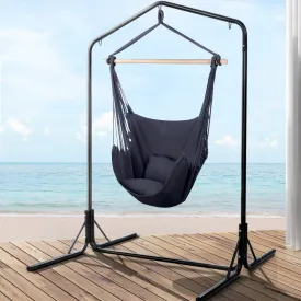 Grey Outdoor Indoor Hammock Chair with Stand and Pillow - Gardeon