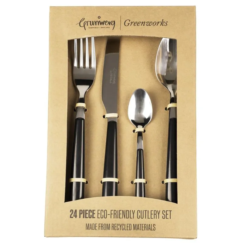 Grunwerg Greenwork Cutlery Set Furnace Black (24 Piece)