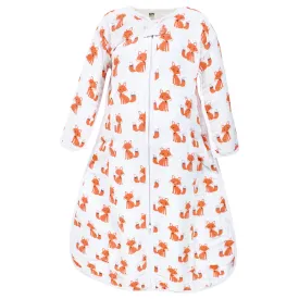 Hudson Baby Long Sleeve Muslin Sleeping Bag, Wearable Blanket, Sleep Sack, Foxes