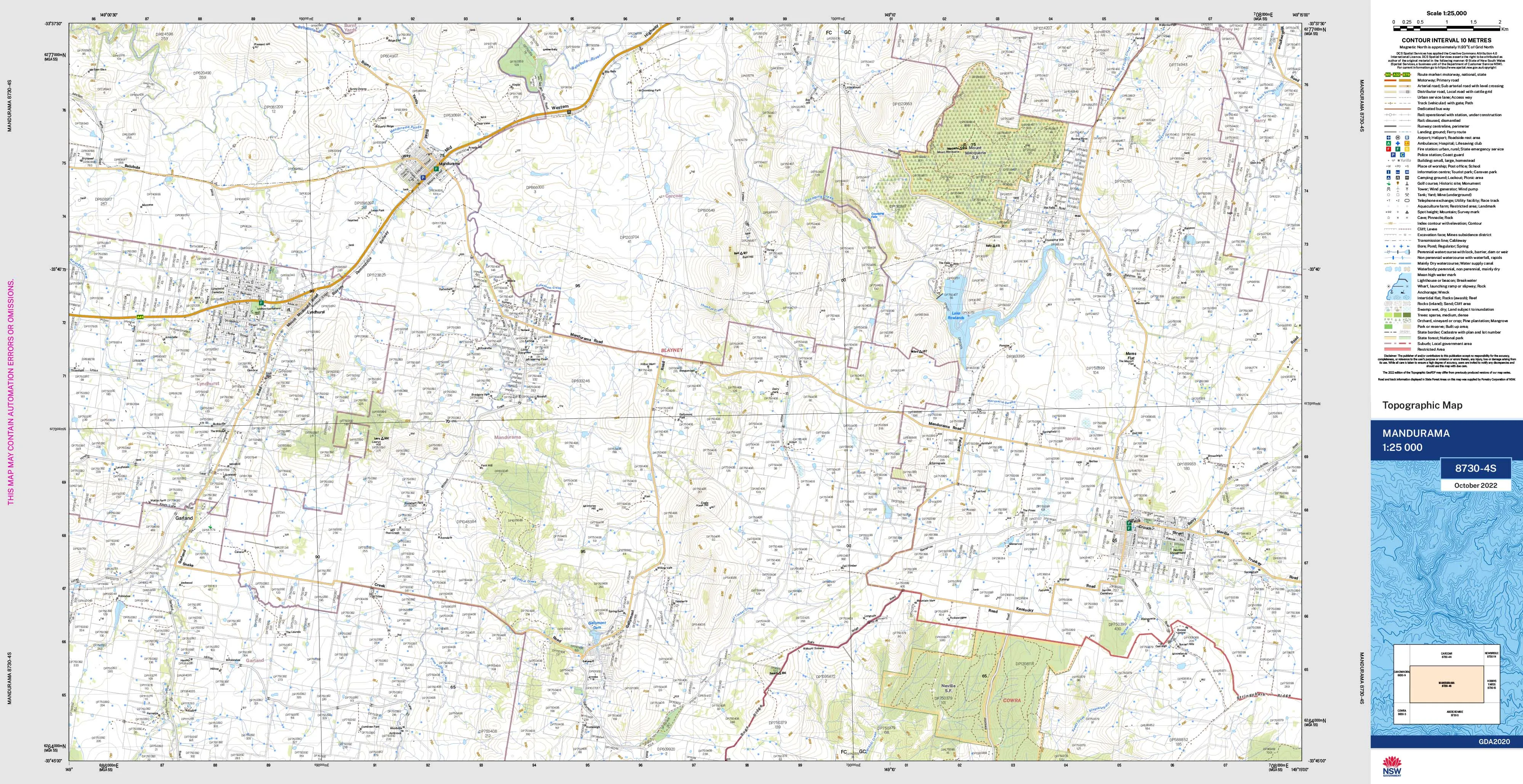 Mandurama 8730-4S Topographic Map 1:25k