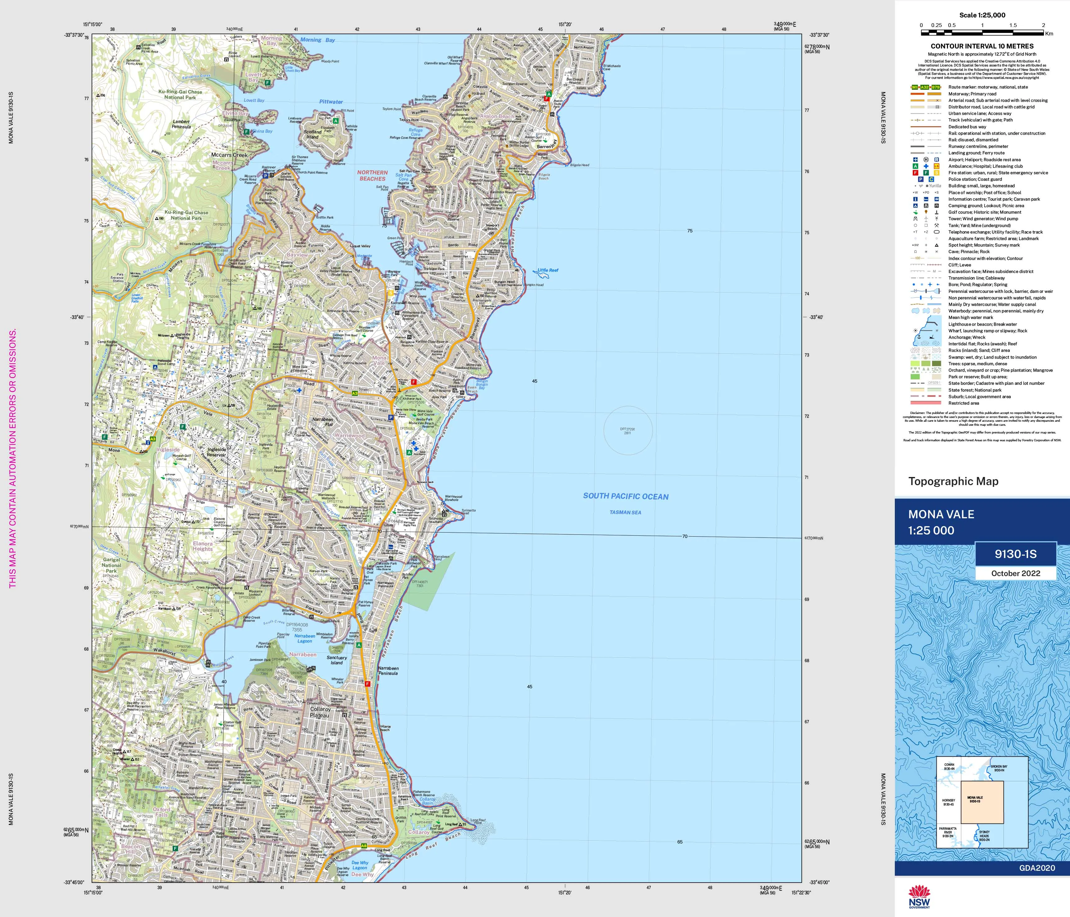 Mona Vale 9130-1S Topographic Map 1:25k