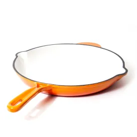 Orange Enameled Cast Iron Skillet Fry Pan by Nardelli Cookware