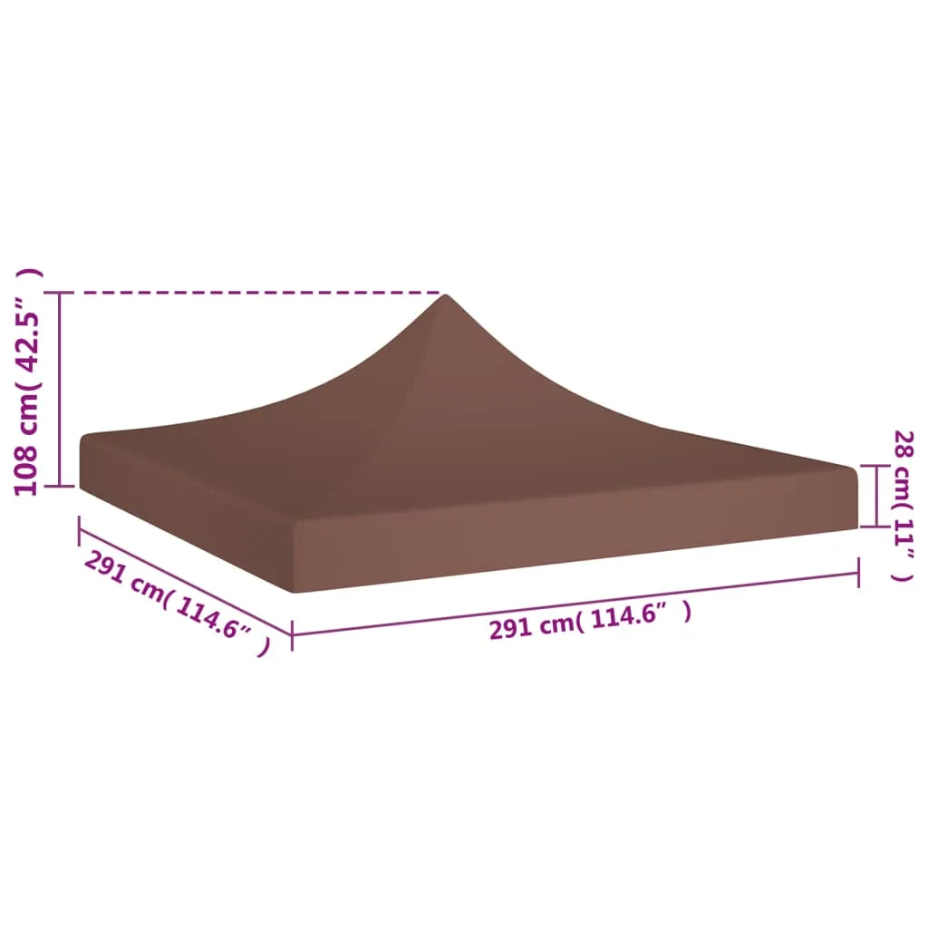 Party Tent Roof 3x3 m Brown 270 g/m²