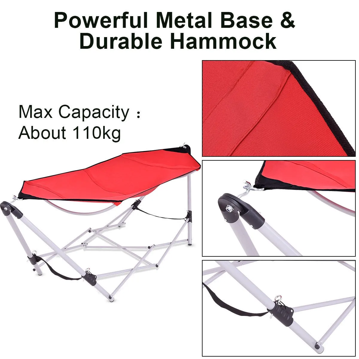 Portable Folding Steel Frame Hammock with Bag