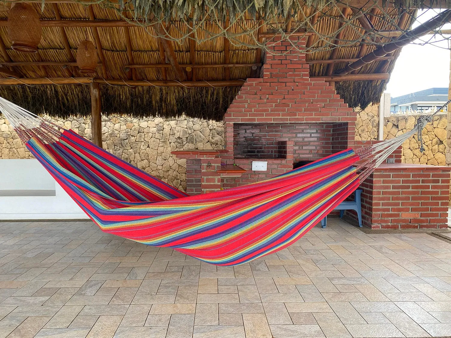 Premium Brazilian Style Double Hammock with Bamboo Stand