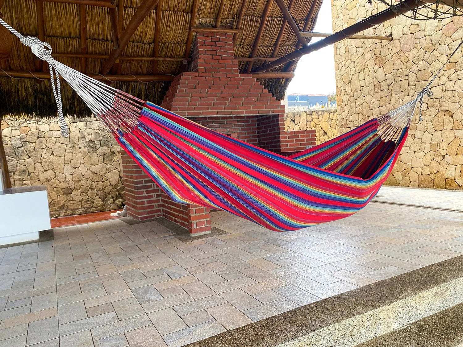 Premium Brazilian Style Double Hammock with Bamboo Stand