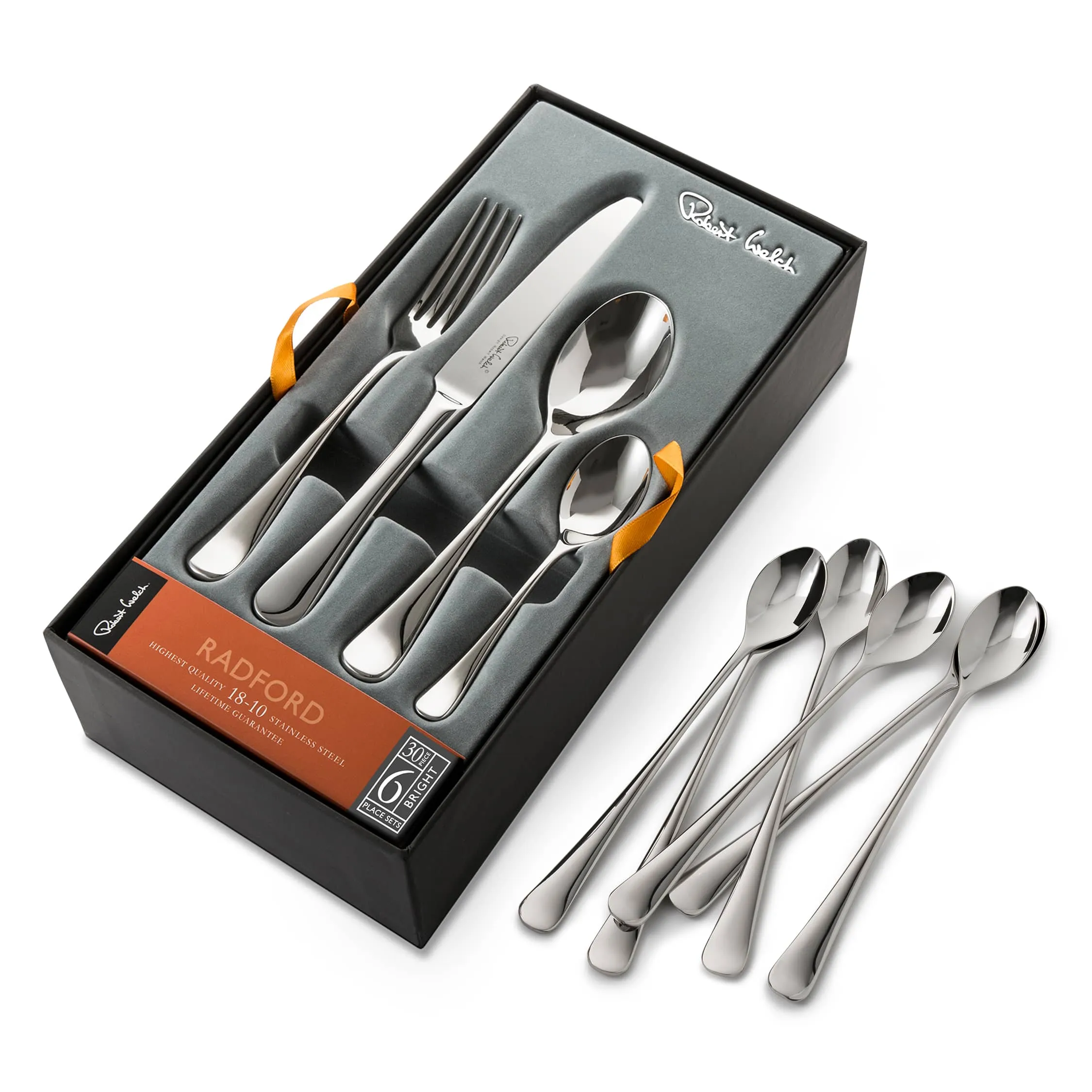 Radford Bright Cutlery Set, 36 Piece Set for 6 People - 6 Free Steak Knives