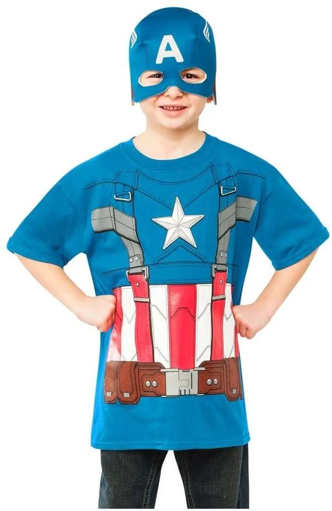 Retro Captain America Boys T-Shirt & Mask