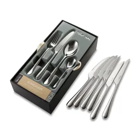 Robert Welch Kingham Bright 30 Piece Cutlery Set for 6 People (24 Piece Set   6 Steak Knives)