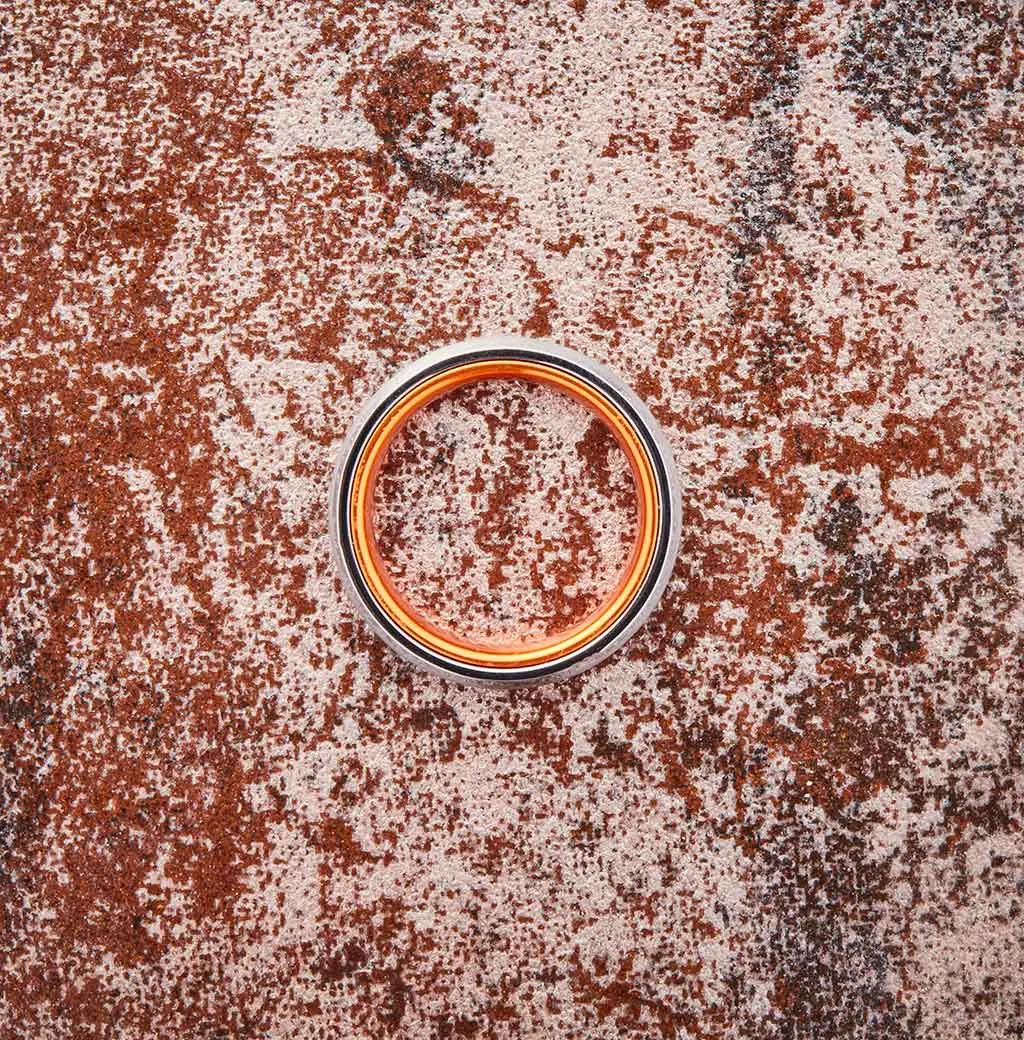 Silver Tungsten Ring - Resilient Orange - 4MM