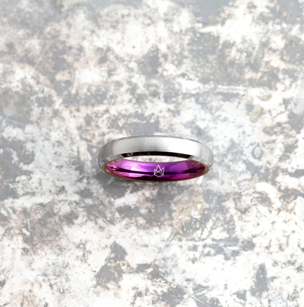 Silver Tungsten Ring - Resilient Purple - 4MM