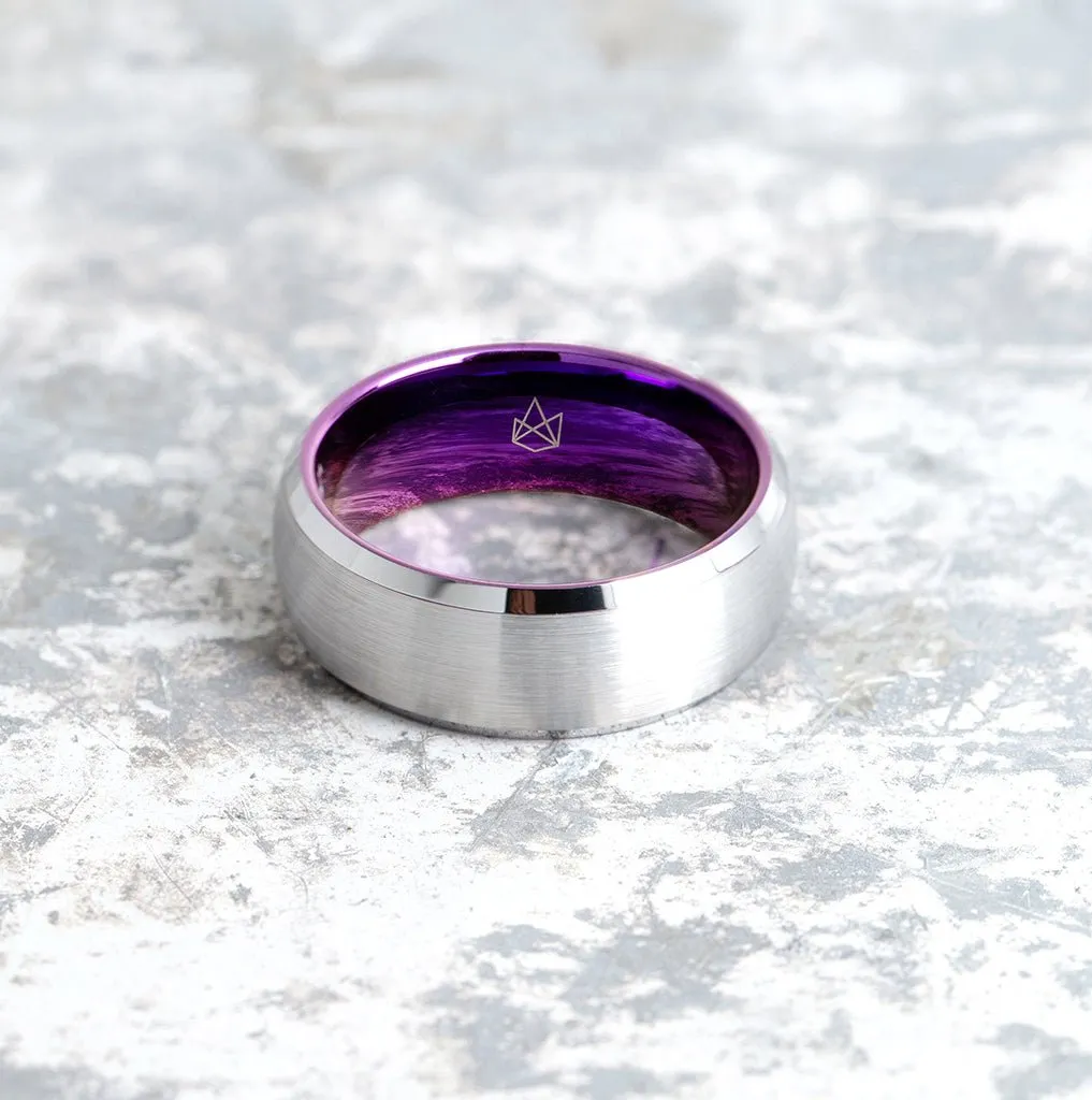 Silver Tungsten Ring - Resilient Purple