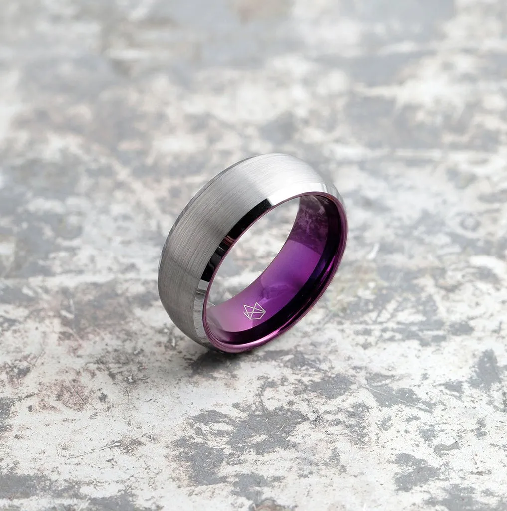 Silver Tungsten Ring - Resilient Purple