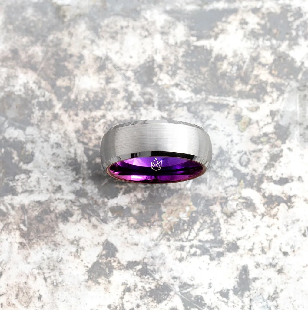 Silver Tungsten Ring - Resilient Purple