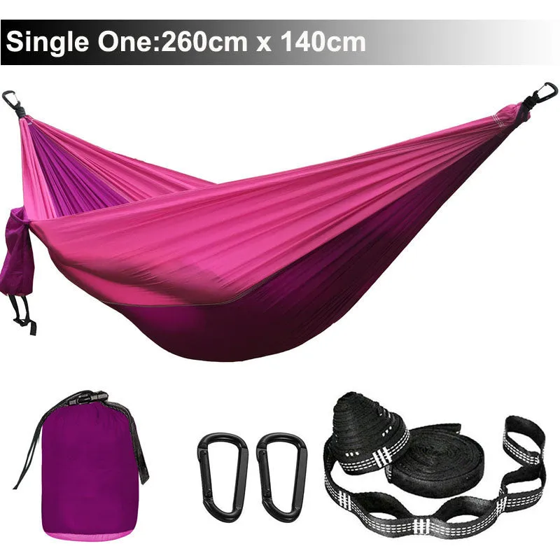 Solid Color Parachute Hammock with Hammock straps and Black carabiner Camping Survival travel Double Person outdoor furniture