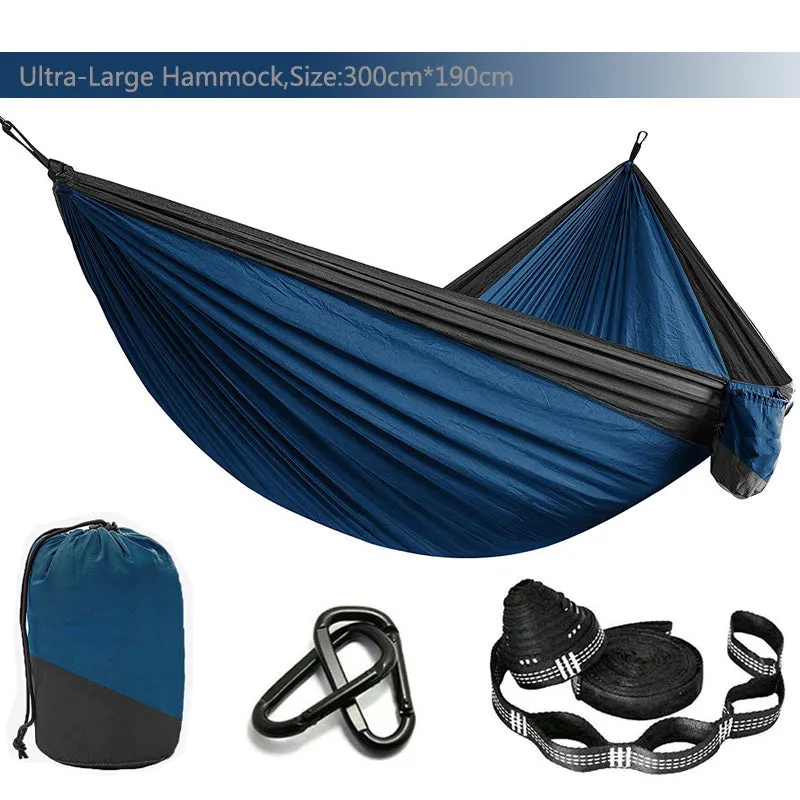 Solid Color Parachute Hammock with Hammock straps and Black carabiner Camping Survival travel Double Person outdoor furniture