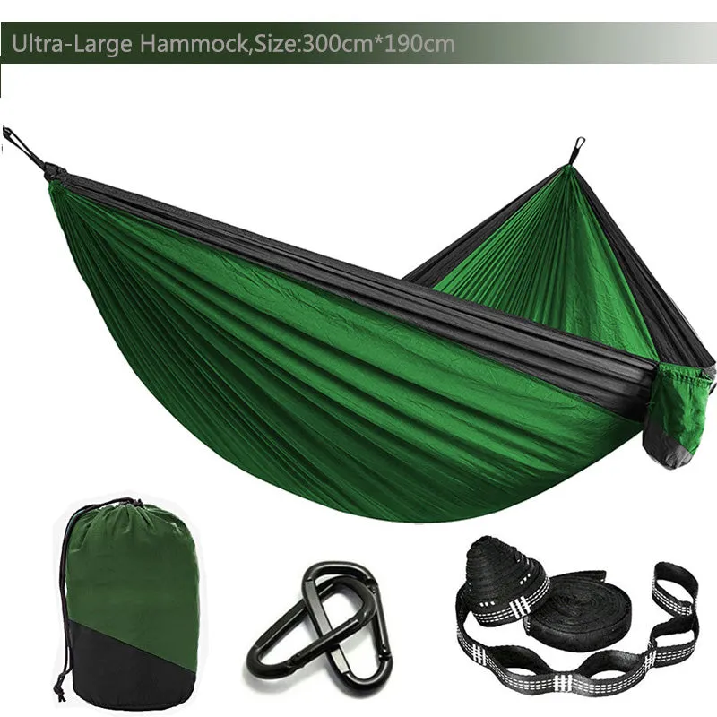 Solid Color Parachute Hammock with Hammock straps and Black carabiner Camping Survival travel Double Person outdoor furniture