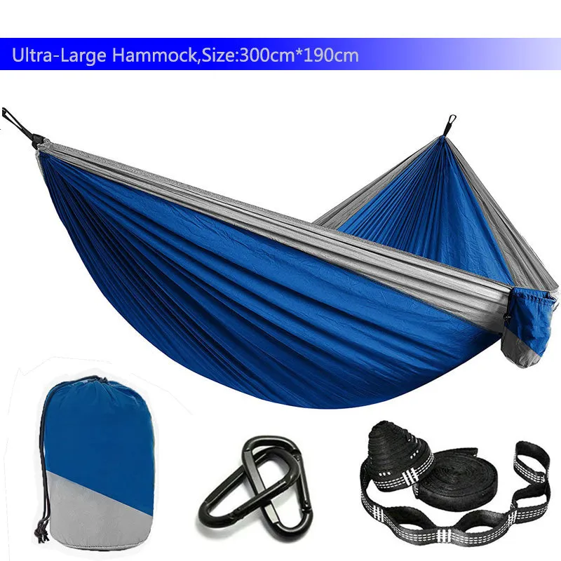 Solid Color Parachute Hammock with Hammock straps and Black carabiner Camping Survival travel Double Person outdoor furniture