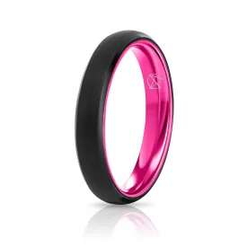 Tungsten Ring (Black) - Resilient Pink - 4MM