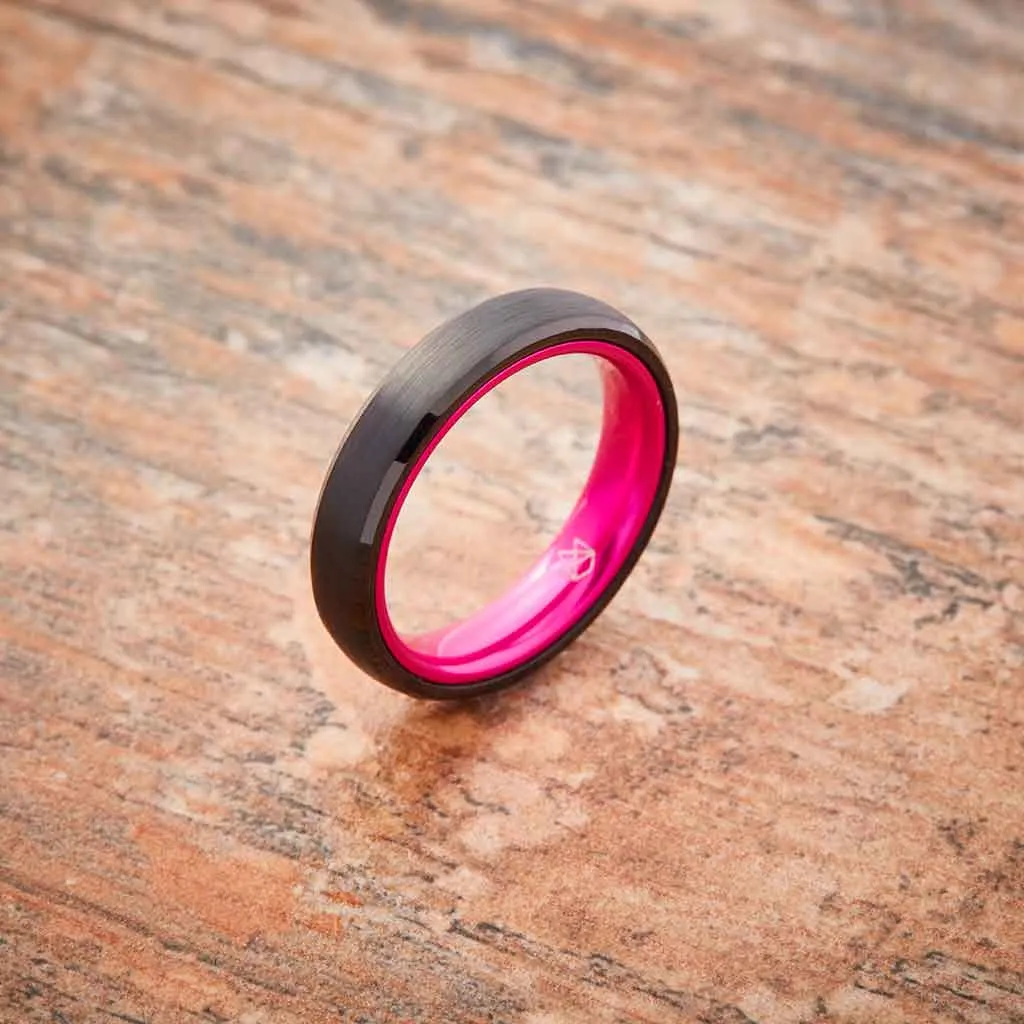 Tungsten Ring (Black) - Resilient Pink - 4MM