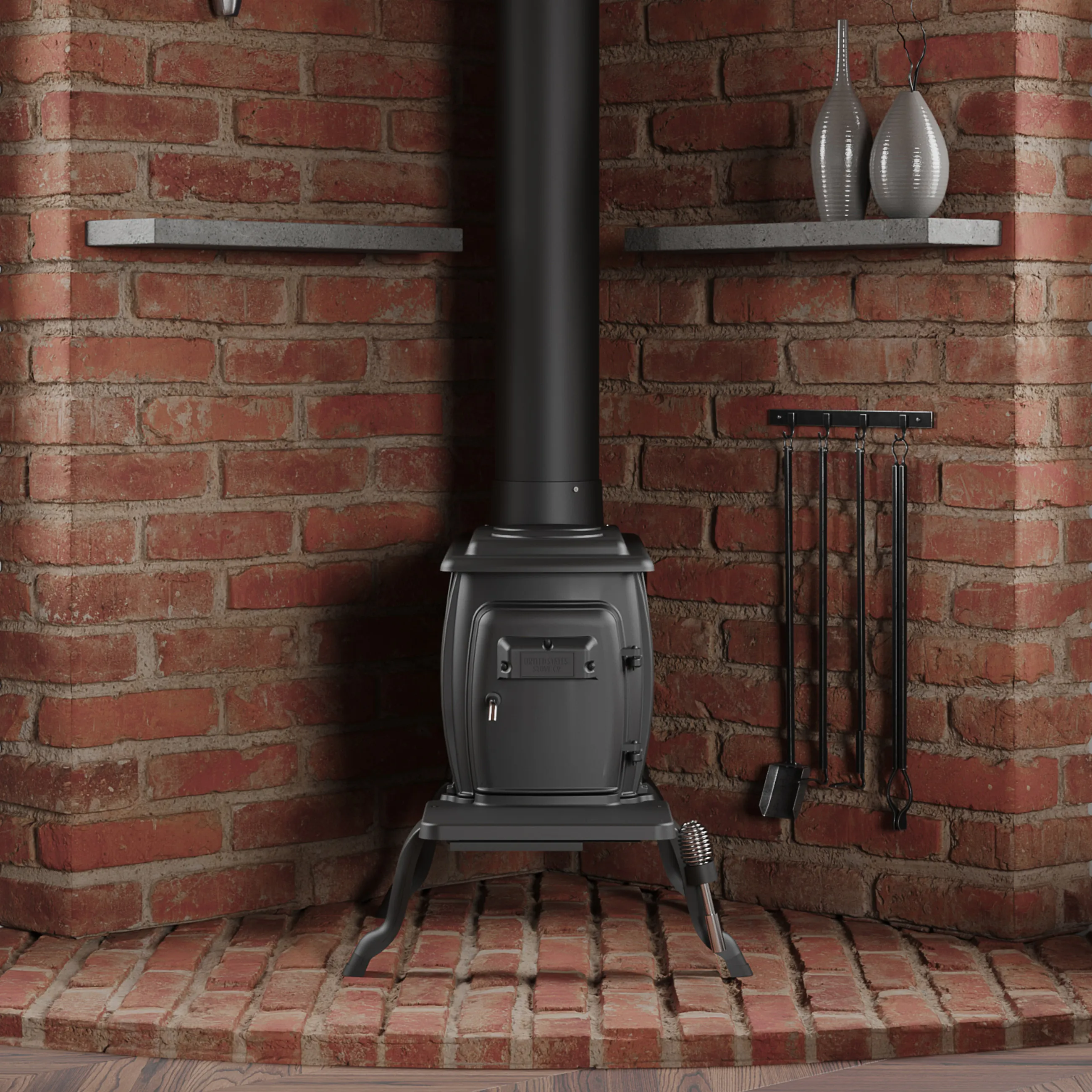 US Stove US1269E Cast Iron Log Wood Stove 900 sq. ft. 54,000 BTU New