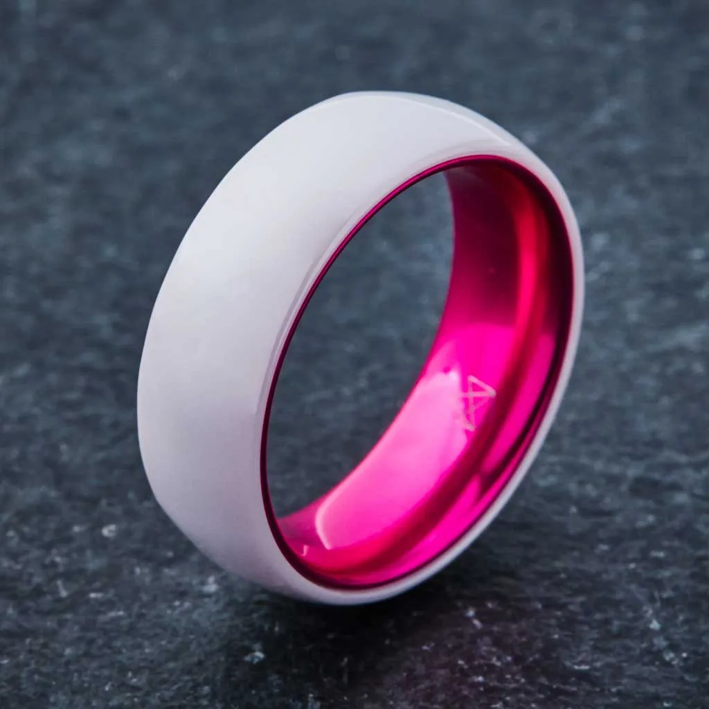 White Ceramic Ring - Resilient Pink