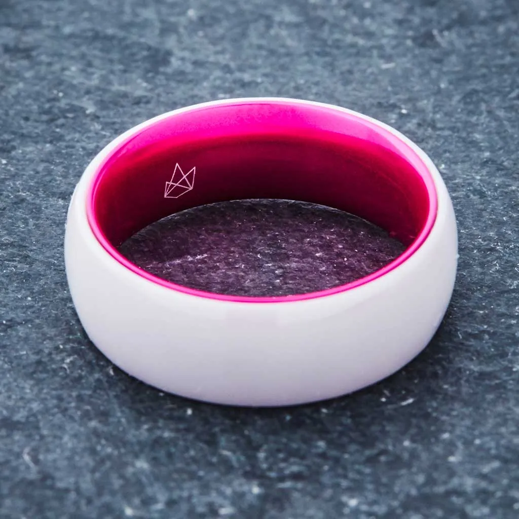 White Ceramic Ring - Resilient Pink