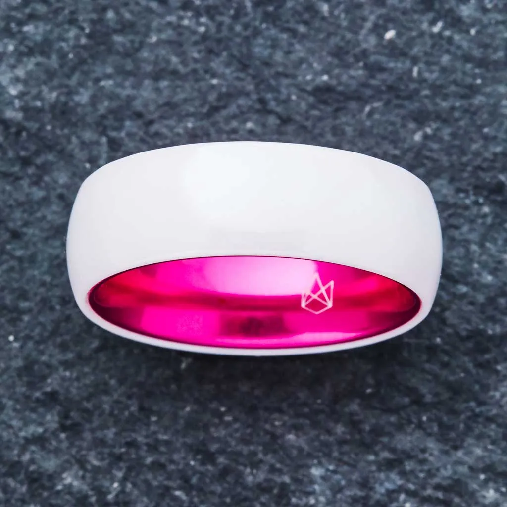 White Ceramic Ring - Resilient Pink