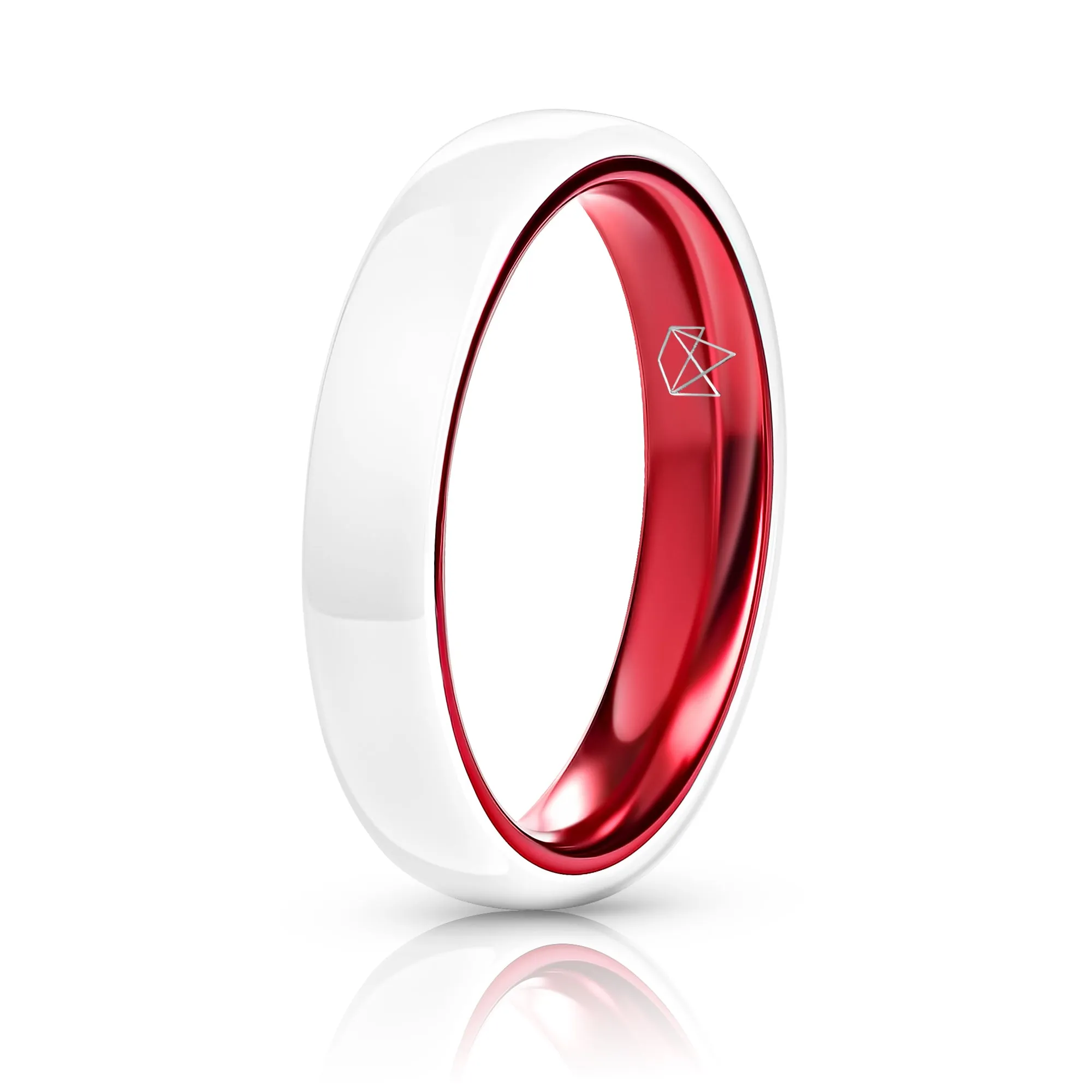 White Ceramic Ring - Resilient Red - 4MM